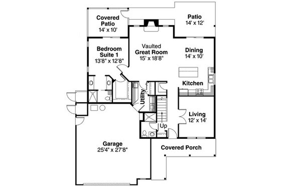 Floor Plan - Main Floor for Traditional House Plan #124-365 - 5 bed, 4.5 bath