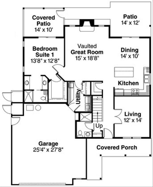 House Design - Traditional Floor Plan - Main Floor Plan #124-365