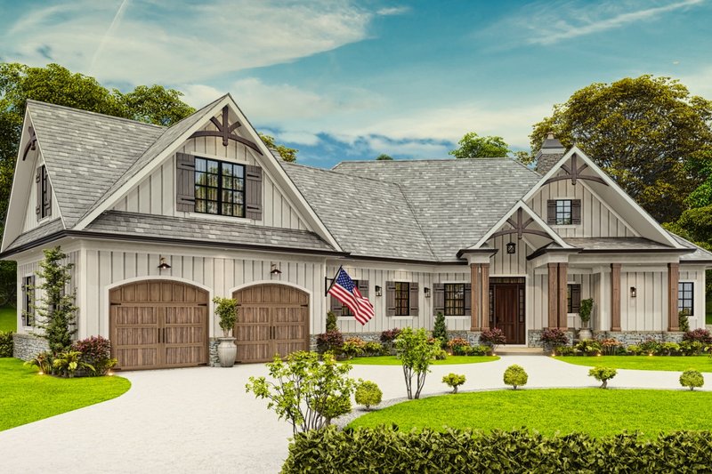 Home Plan - Exterior - Front Elevation 4 for Ranch House Plan #54-498 - 3 bed, 2.5 bath