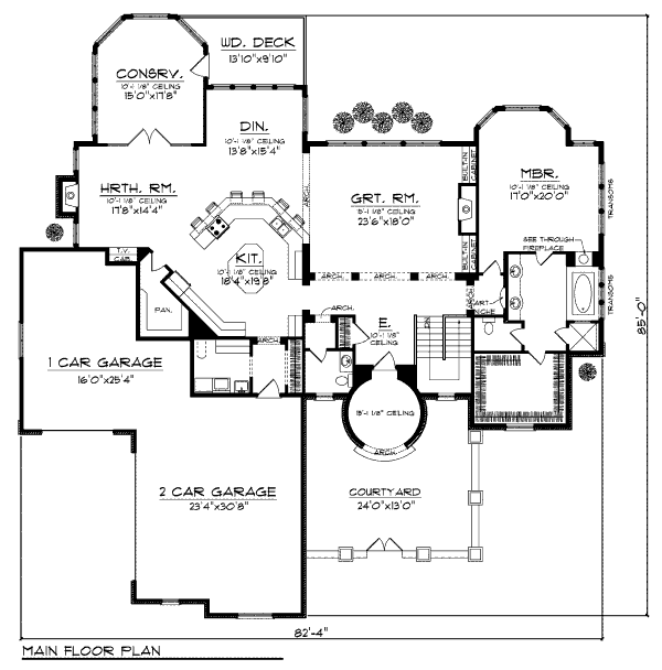 House Blueprint - European Floor Plan - Main Floor Plan #70-961