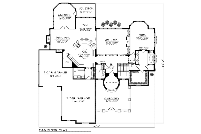Home Plan - Floor Plan - Main Floor for European House Plan #70-961 - 3 bed, 3 bath
