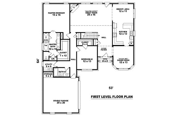 Floor Plan - Main Floor for European House Plan #81-1075 - 4 bed, 3 bath