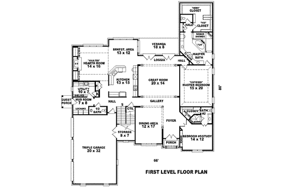 Floor Plan - Main Floor for European House Plan #81-1331 - 4 bed, 4 bath