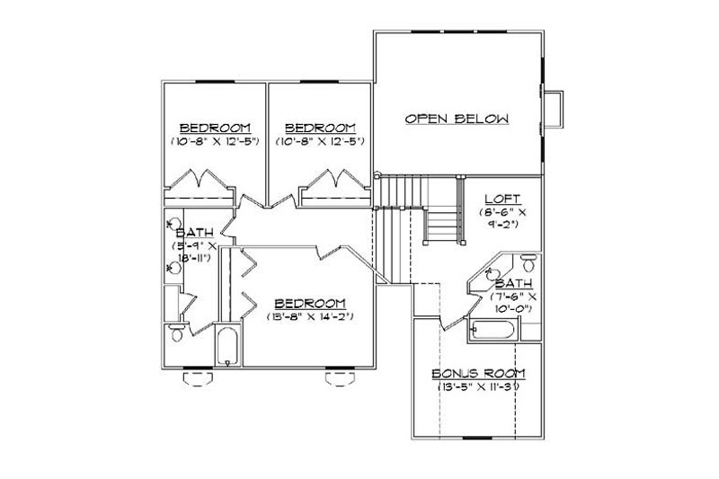 Home Plan - Floor Plan - Upper Floor for European House Plan #5-462 - 4 bed, 3.5 bath