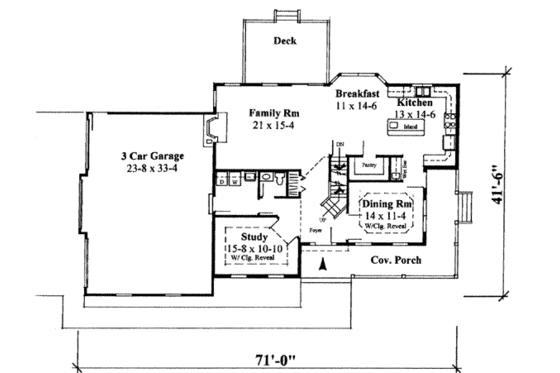 Floor Plan - Main Floor for Farmhouse House Plan #75-147 - 3 bed, 2.5 bath
