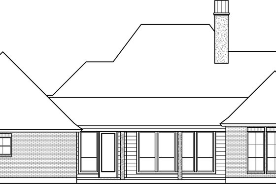 Exterior - Rear Elevation for Southern House Plan #1074-19 - 4 bed, 3 bath