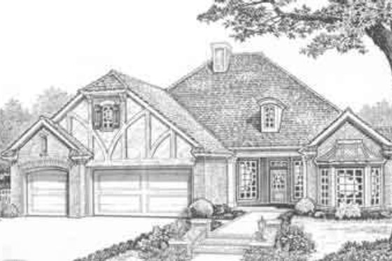 Exterior - Front Elevation for Tudor House Plan #310-356 - 3 bed, 2.5 bath