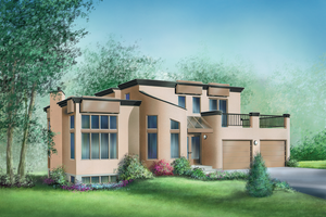 Contemporary Exterior - Front Elevation Plan #25-2166