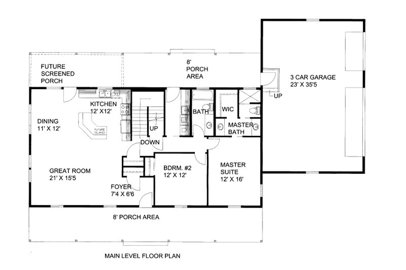 Home Plan - Floor Plan - Main Floor for Bungalow House Plan #117-946 - 2 bed, 2 bath