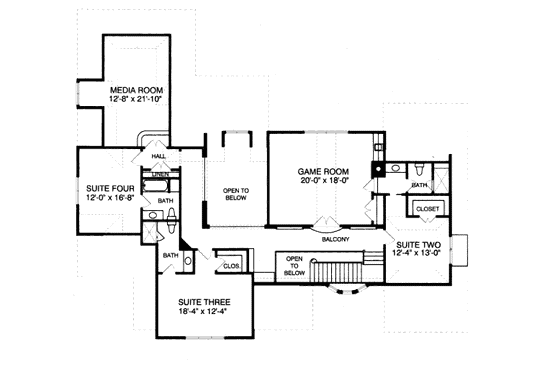 Floor Plan - Upper Floor for European House Plan #413-835 - 5 bed, 4 bath