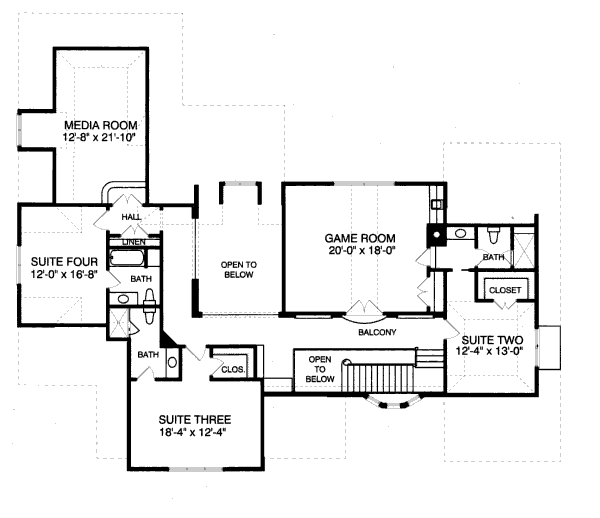 Architectural House Design - European Floor Plan - Upper Floor Plan #413-835