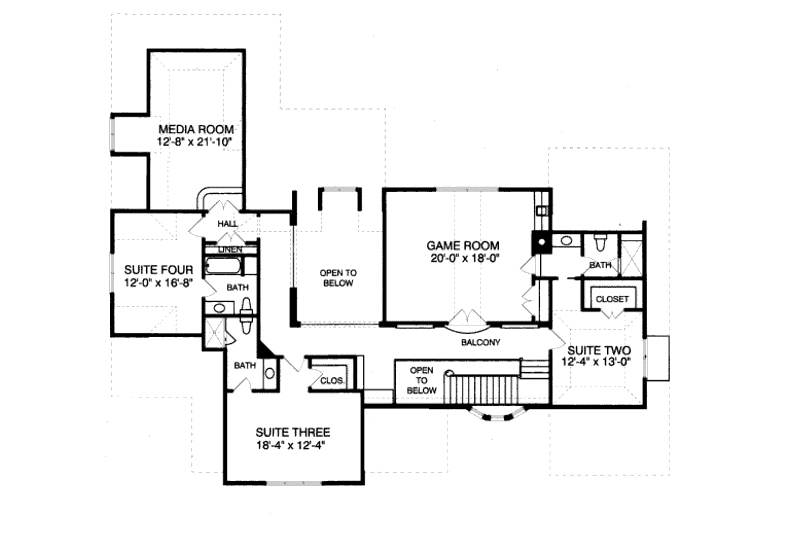 Home Plan - Floor Plan - Upper Floor for European House Plan #413-835 - 5 bed, 4 bath