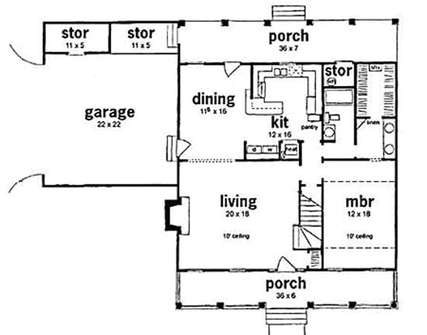Country Floor Plan - Main Floor Plan #36-139