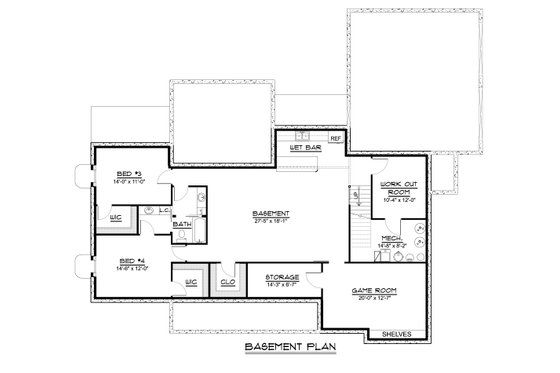 Floor Plan - Lower Floor for Farmhouse House Plan #1064-123 - 2 bed, 2 bath