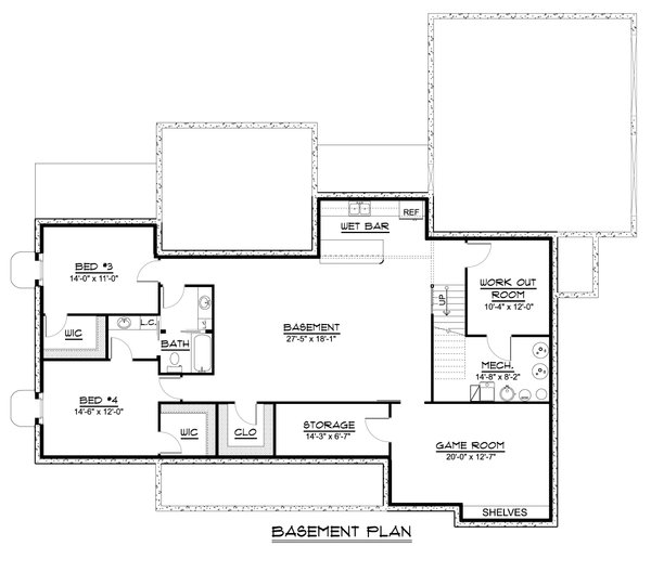 House Plan Design - Farmhouse Floor Plan - Lower Floor Plan #1064-123