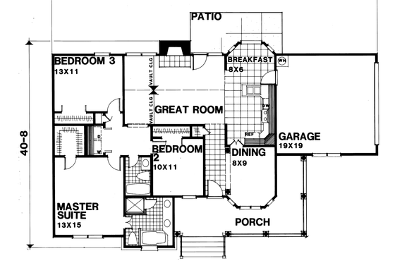 Exterior - Front Elevation 3 for Traditional House Plan #30-140 - 3 bed, 2 bath