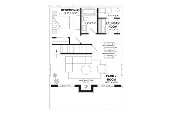 Floor Plan - Lower Floor for Bungalow House Plan #23-2826 - 3 bed, 2 bath