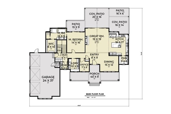 Floor Plan - Main Floor for Farmhouse House Plan #1070-177 - 4 bed, 3.5 bath