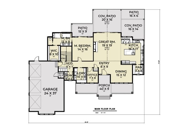 Dream House Plan - Farmhouse Floor Plan - Main Floor Plan #1070-177