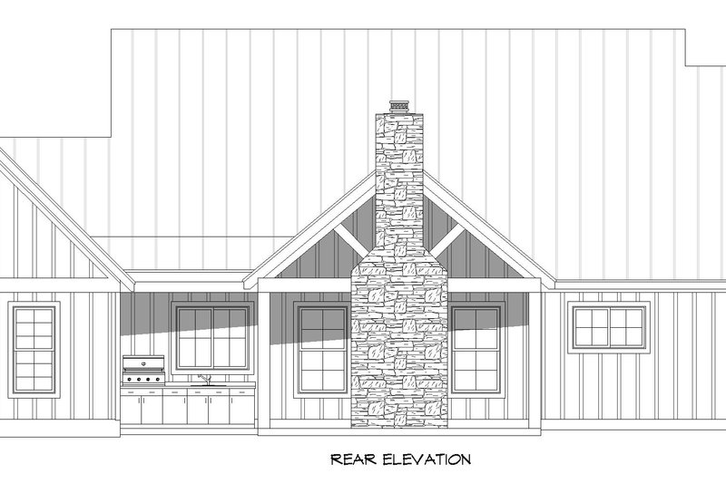 House Blueprint - Exterior - Rear Elevation 1 for Farmhouse House Plan #932-1463 - 3 bed, 2.5 bath