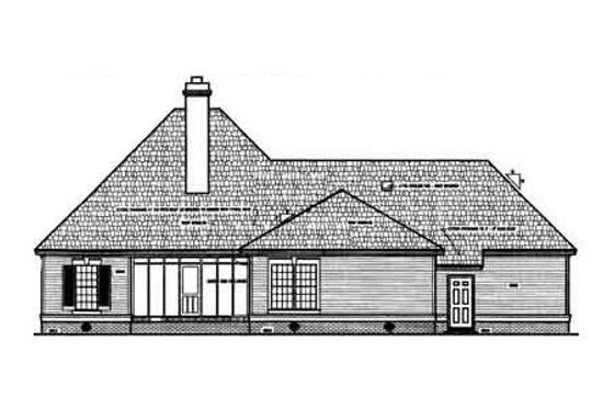Exterior - Rear Elevation for European House Plan #45-121 - 3 bed, 2.5 bath
