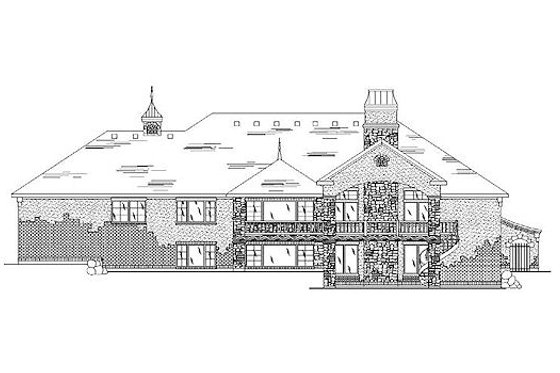 Exterior - Rear Elevation for European House Plan #5-394 - 6 bed, 4.5 bath