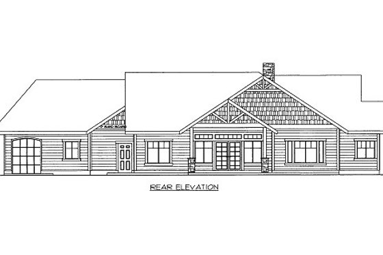 Exterior - Rear Elevation for Bungalow House Plan #117-713 - 3 bed, 2.5 bath