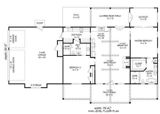 Floor Plan - Main Floor for Traditional House Plan #932-408 - 2 bed, 2 bath