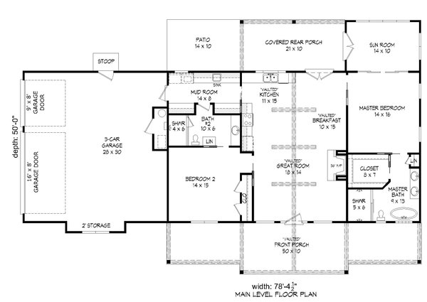 Architectural House Design - Traditional Floor Plan - Main Floor Plan #932-408
