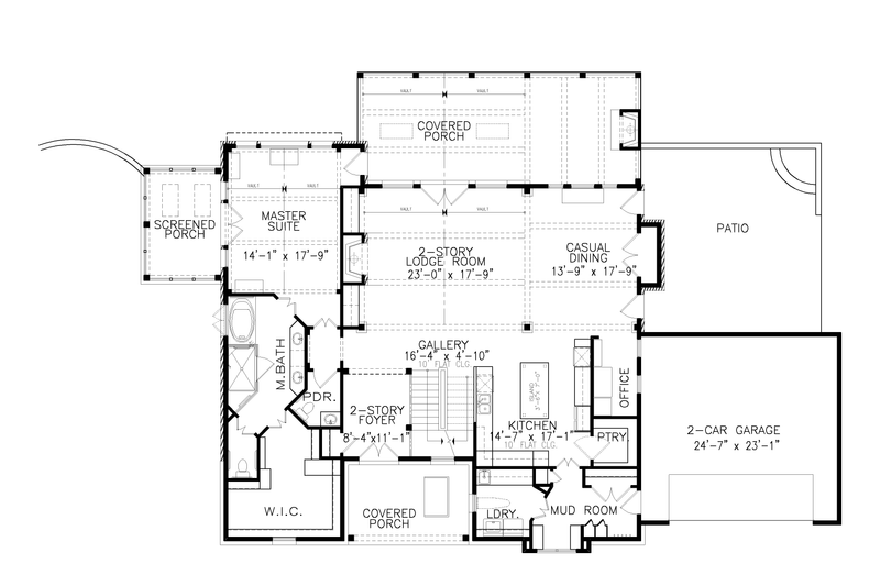 House Design - Floor Plan - Main Floor for Farmhouse House Plan #54-570 - 4 bed, 4.5 bath