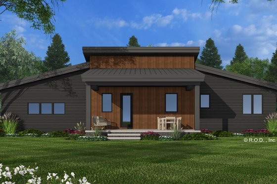 Exterior - Rear Elevation for Modern House Plan #51-1308 - 2 bed, 2 bath
