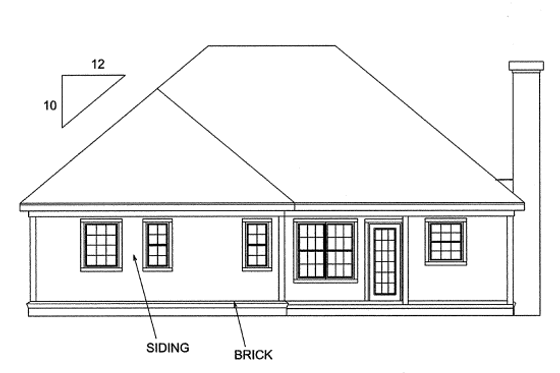 Exterior - Rear Elevation for Country House Plan #20-303 - 3 bed, 2 bath