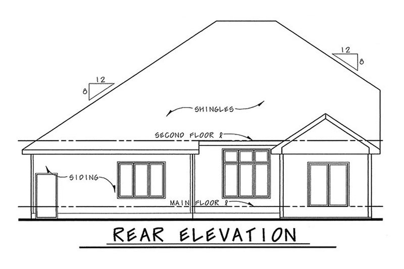 Home Plan - Exterior - Rear Elevation for Traditional House Plan #20-2083 - 4 bed, 3 bath