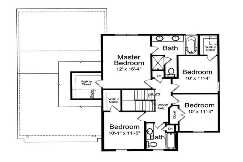 House Blueprint - Floor Plan - Upper Floor for Traditional House Plan #46-474 - 4 bed, 2.5 bath
