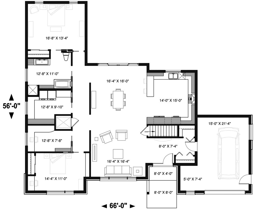 Ranch Style House Plan 2 Beds 1 Baths 2012 Sq/Ft Plan