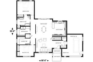 Floor Plan - Main Floor for Ranch House Plan #23-2650 - 2 bed, 1 bath