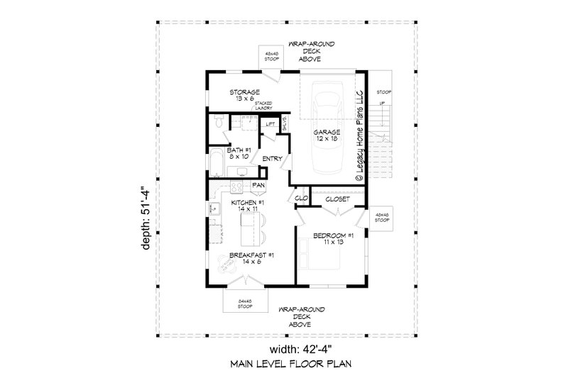 Architectural House Design - Floor Plan - Main Floor for Country House Plan #932-640 - 2 bed, 2 bath