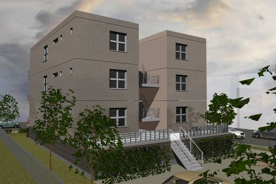 Exterior - Rear Elevation for Contemporary House Plan #535-11 - 2 bed, 2 bath