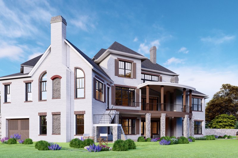 Home Plan - Exterior - Rear Elevation for European House Plan #54-552 - 6 bed, 5.5 bath