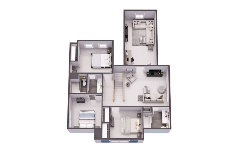 House Blueprint - Floor Plan - Main Floor 1 for Farmhouse House Plan #51-1275 - 4 bed, 3.5 bath