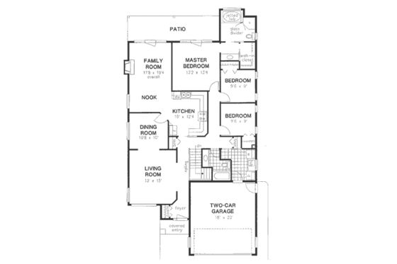 Floor Plan - Main Floor for Traditional House Plan #18-9208 - 3 bed, 2 bath