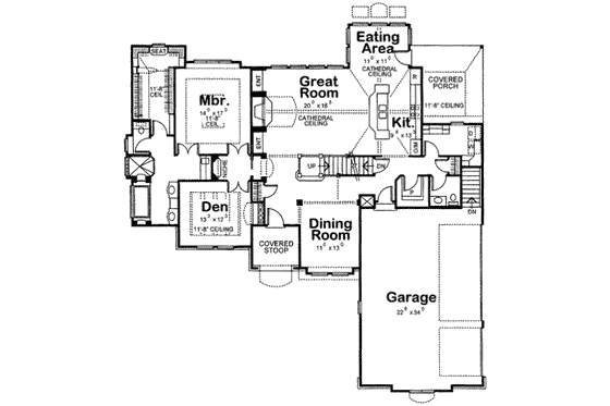Floor Plan - Main Floor for European House Plan #20-1816 - 4 bed, 4 bath