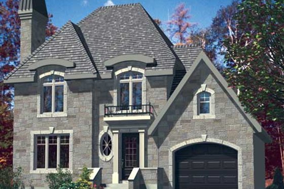 Exterior - Front Elevation for European House Plan #138-284 - 3 bed, 1.5 bath