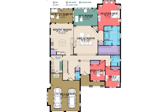 Floor Plan - Main Floor for European House Plan #63-415 - 4 bed, 3.5 bath