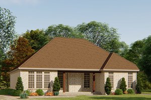 Exterior - Rear Elevation for European House Plan #923-138 - 3 bed, 2 bath