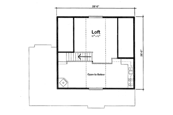 Floor Plan - Upper Floor for Ranch House Plan #312-756 - 2 bed, 1 bath