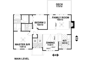 Floor Plan - Main Floor for Traditional House Plan #56-102 - 2 bed, 2 bath