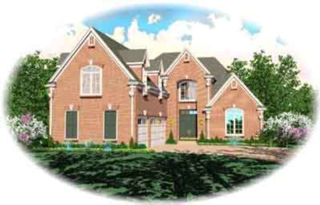 Exterior - Front Elevation 2 for European House Plan #81-568 - 3 bed, 4.5 bath
