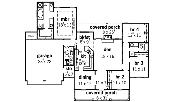 Country Floor Plan - Main Floor Plan #16-292