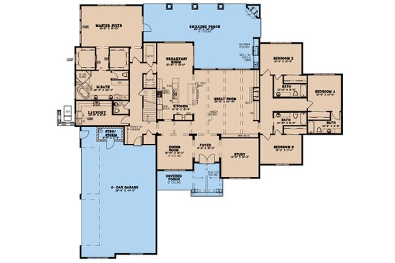 Floor Plan - Main Floor for European House Plan #923-268 - 4 bed, 5.5 bath